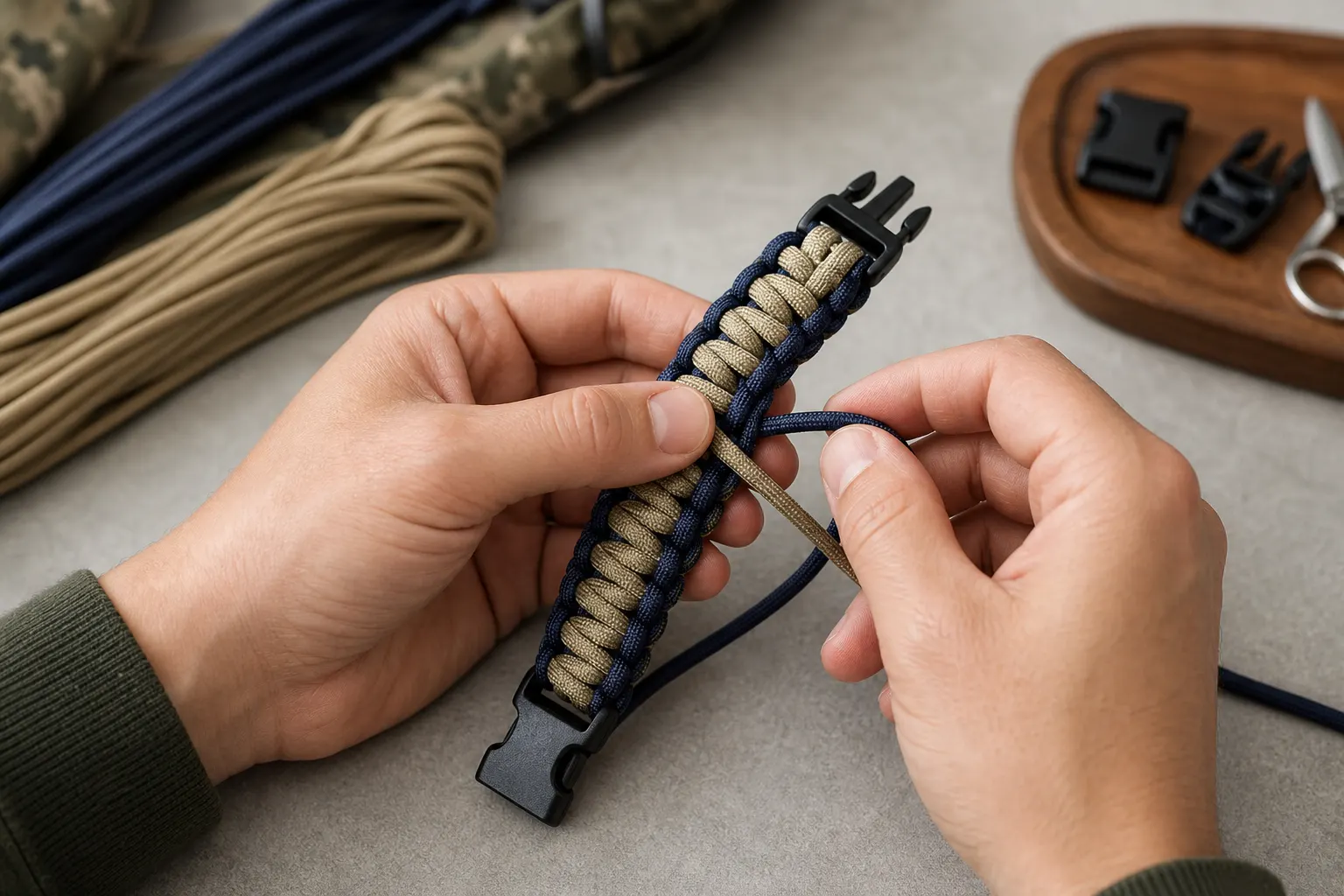 Bracelet en paracorde : 5 tressages expliqués pas à pas